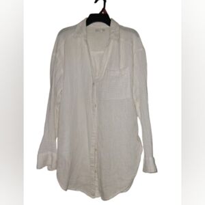 Holister Top Womens S/M White Button Up Long Sleeve Boho Beach.